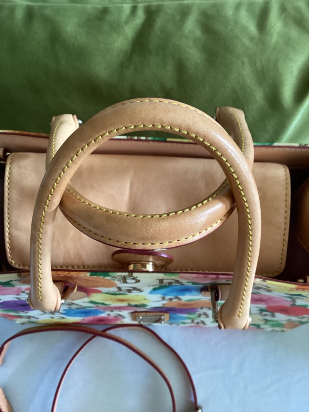 Dooney & Bourke Multicolor Floral Tote with Tan Leather Trim - Picture 14 of 16